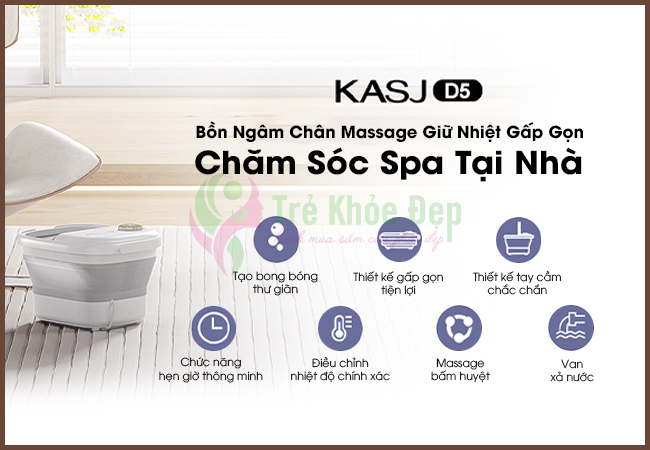 Máy massage chân bấm huyệt gấp gọn KASJ D5