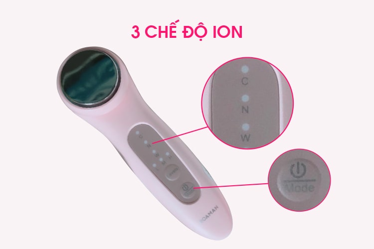 3 chế độ ion: làm sạch sâu, nuôi dưỡng làn da, nâng cơ