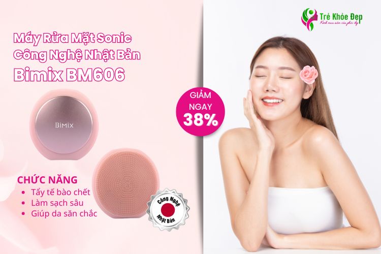 Máy Rửa Mặt Sonic Công Nghệ Nhật Bản Bimix BM606 làm sạch sâu và làm ấm